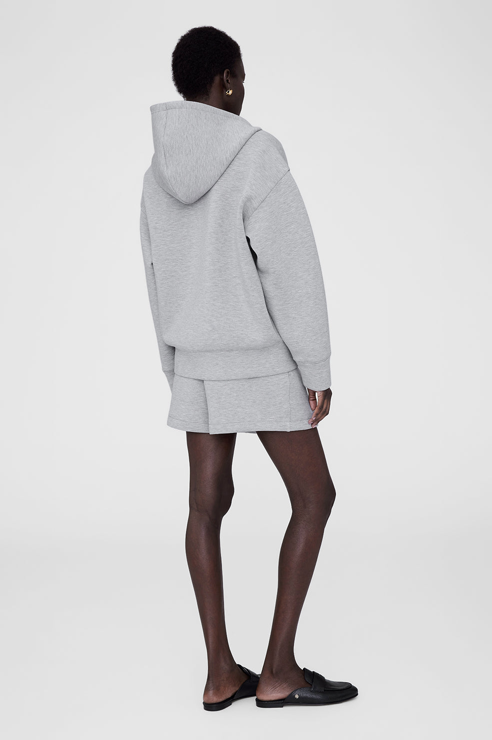 ANINE BING Bond Zip Up Hoodie Framed Monogram | Heather Grey