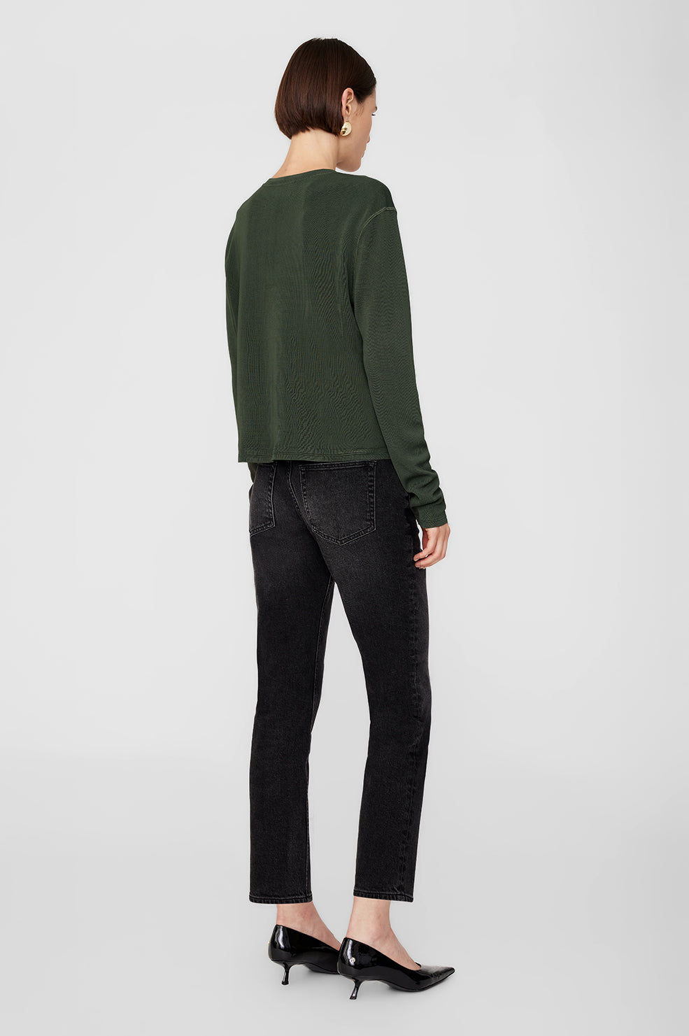 ANINE BING Giorgio Long Sleeve Sweater | Dark Olive