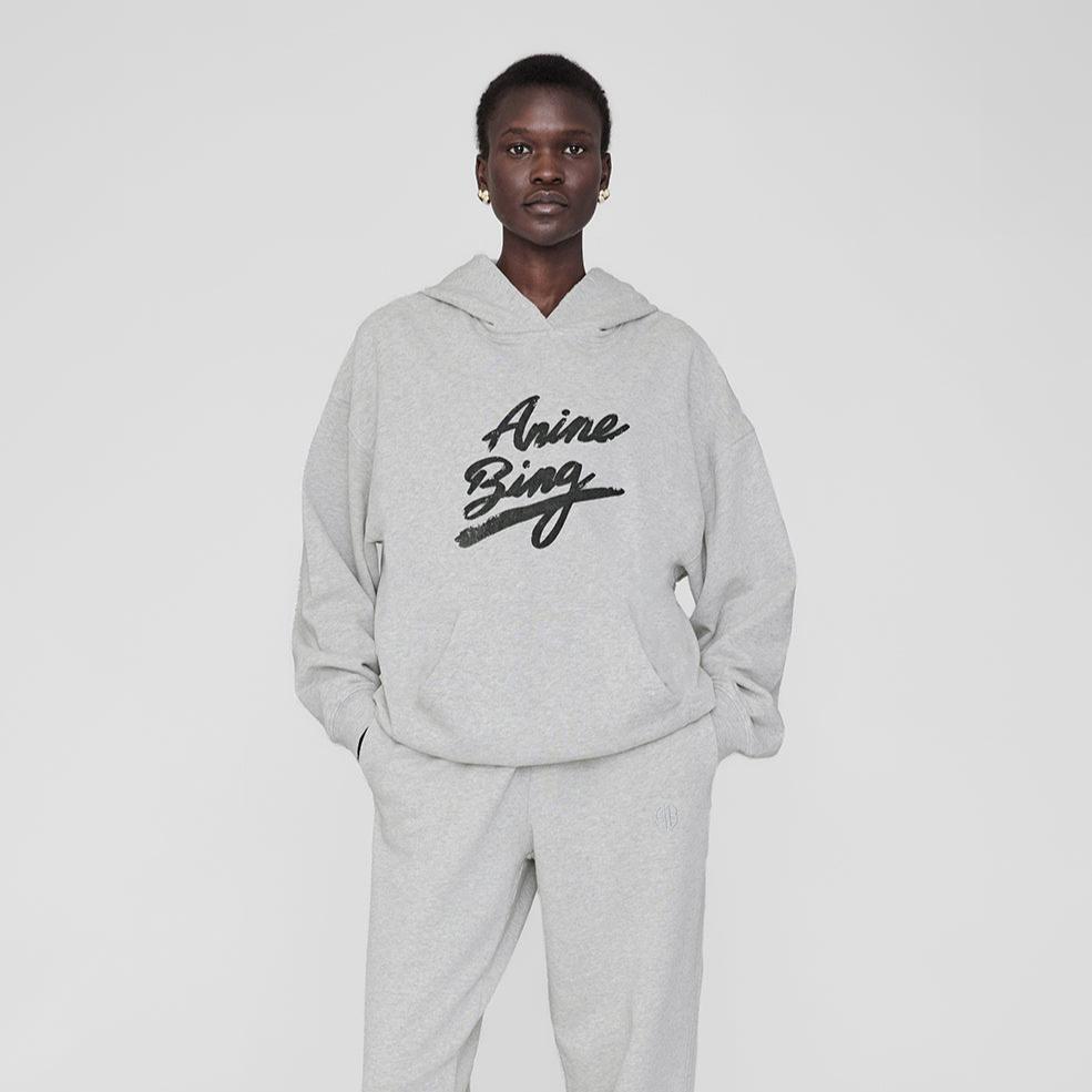 ANINE BING Harvey Sweatshirt Signature | Heather Grey