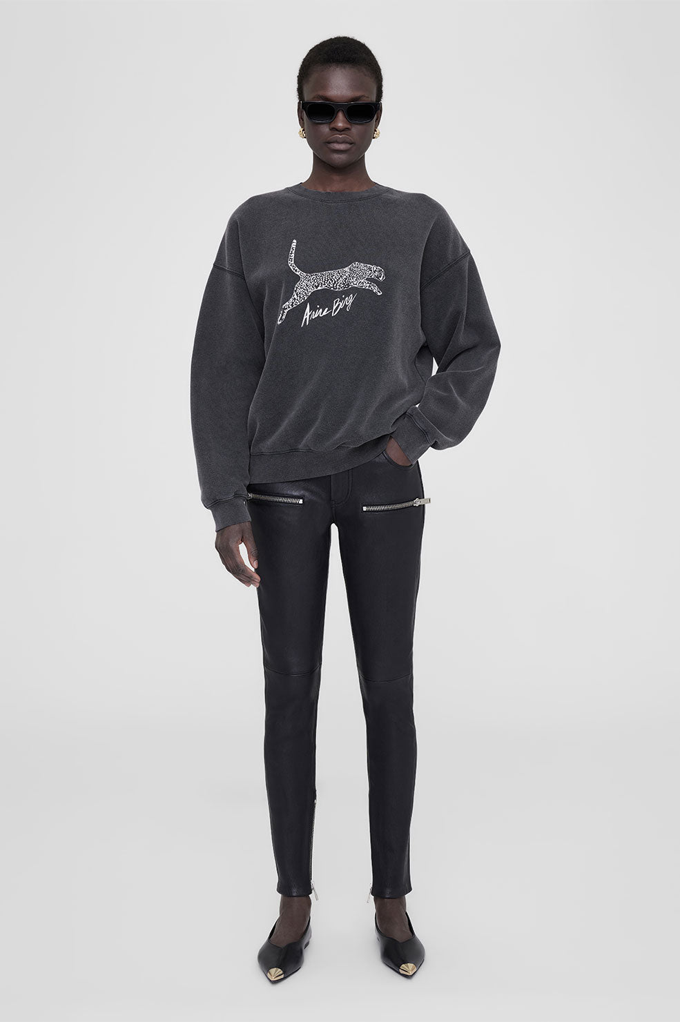 ANINE BING Spencer Sweatshirt | Spotted Leopard