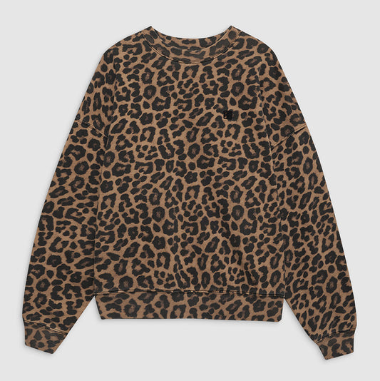 ANINE BING Miles Sweatshirt - Black And Brown Leopard