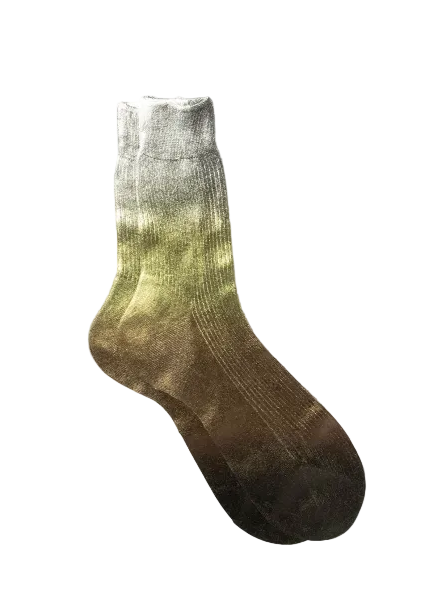 Gradient sock transitioning from gray to green on a white background