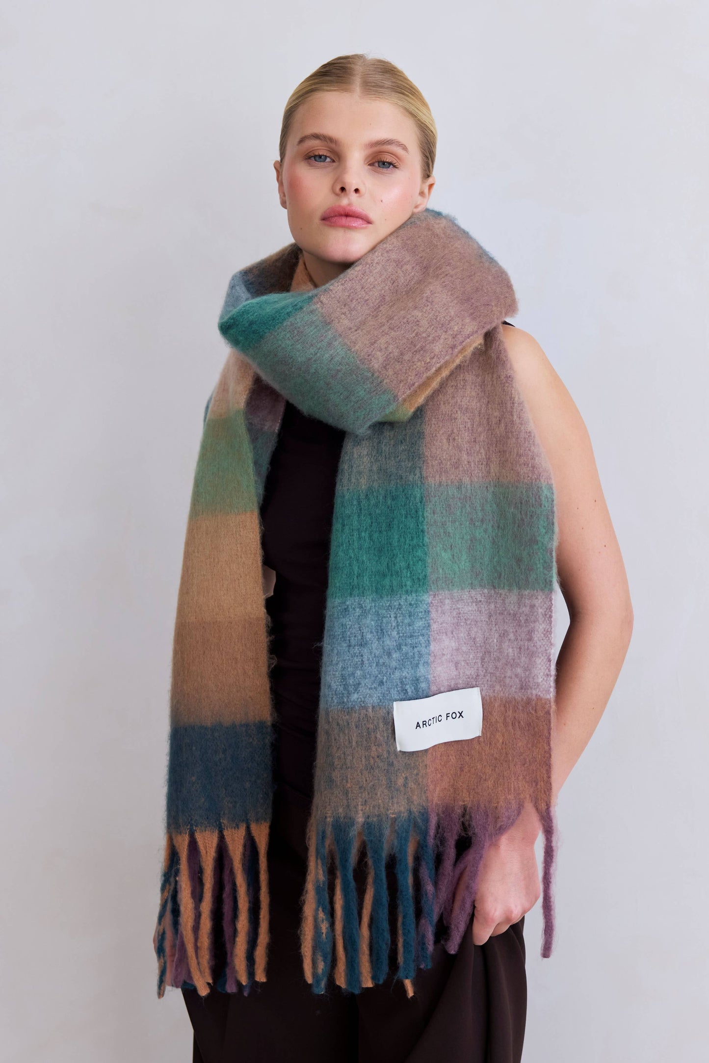ARCTIC FOX The Reykjavik Scarf - 100% Recycled - Lilac Check - FW25