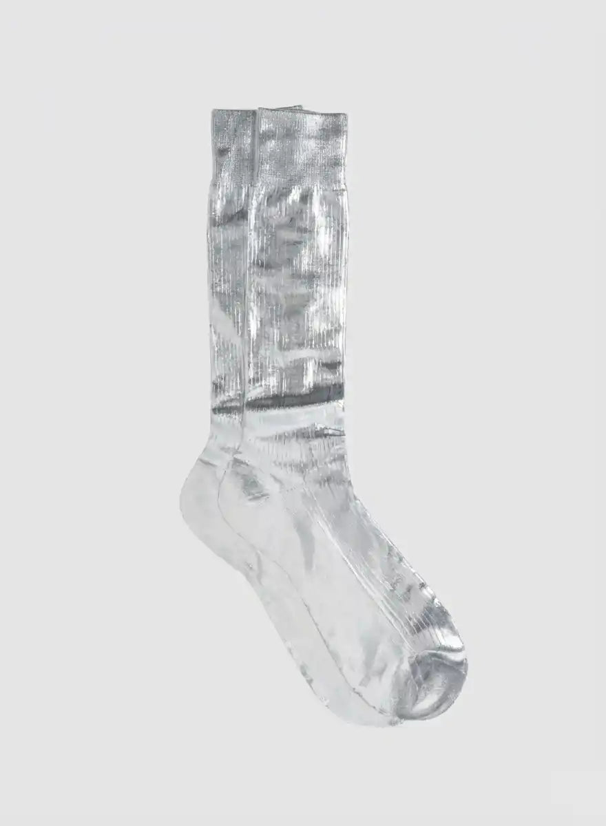 MARIA LA ROSA One Ribbed Laminated Socks | MEN