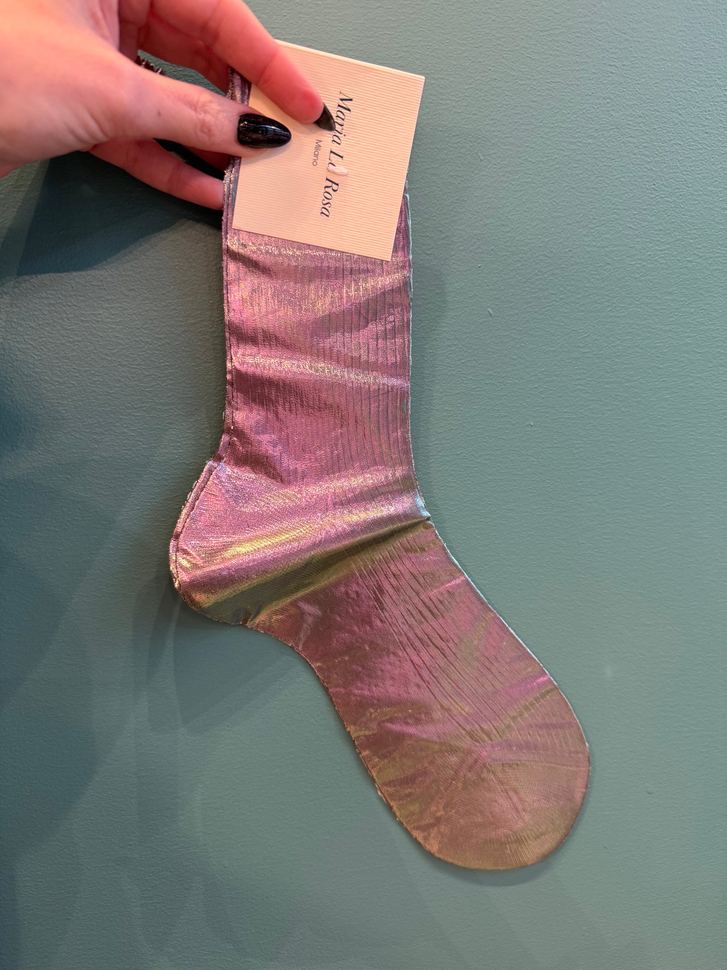 Maria La Rosa Cangiante Laminated Ribbed Socks