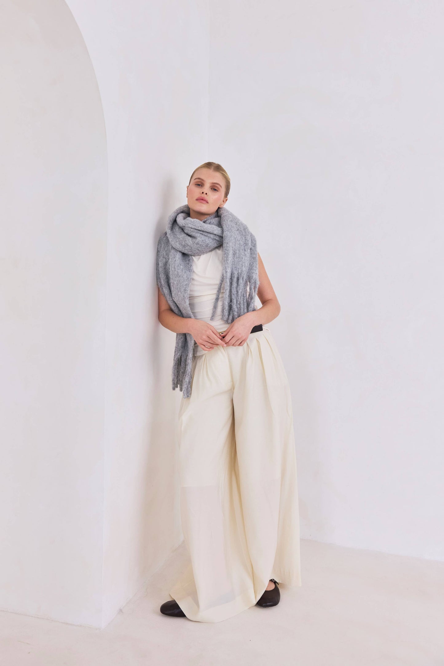 ARCTIC FOX The Reykjavik Scarf with RWS Wool - Grey - FW25