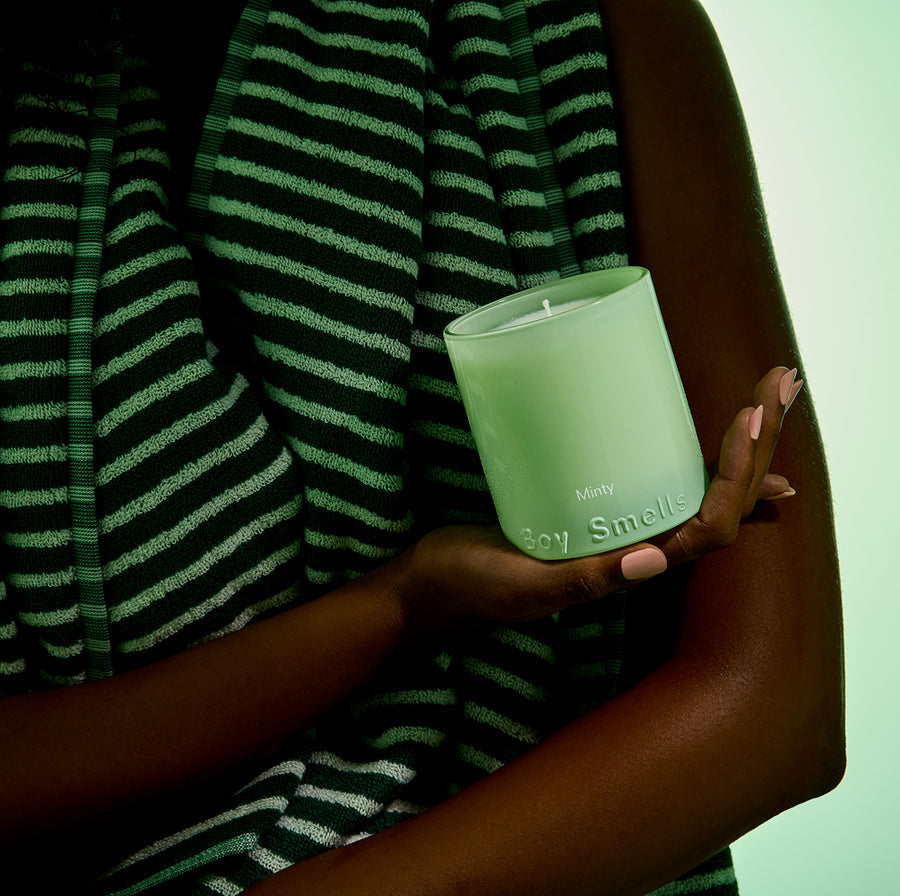 Boy Smells Minty Candle