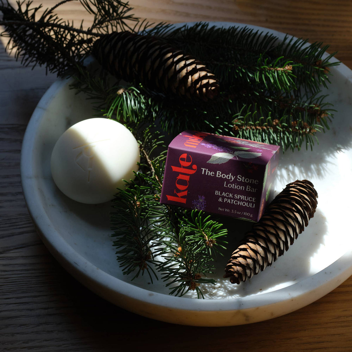 KATE MCLEOD Black Spruce & Patchouli | Deep Moisturizing Lotion Bar