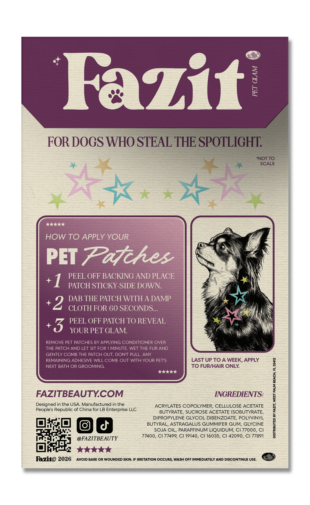 FAZIT Sprinkled Star Speckles Pet Patches for Dogs
