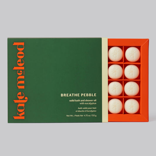 KATE McLEOD Breathe Pebble | Deep Moisturizing Solid Bath & Shower Oil: Tray of 20