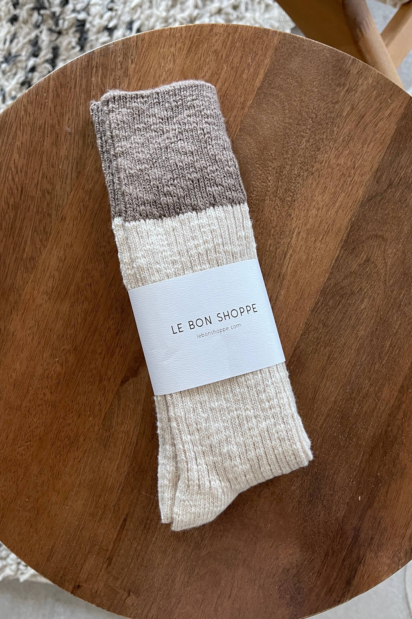 LE BON SHOPPE Color Block Cottage Socks | White Linen/Ht. Grey