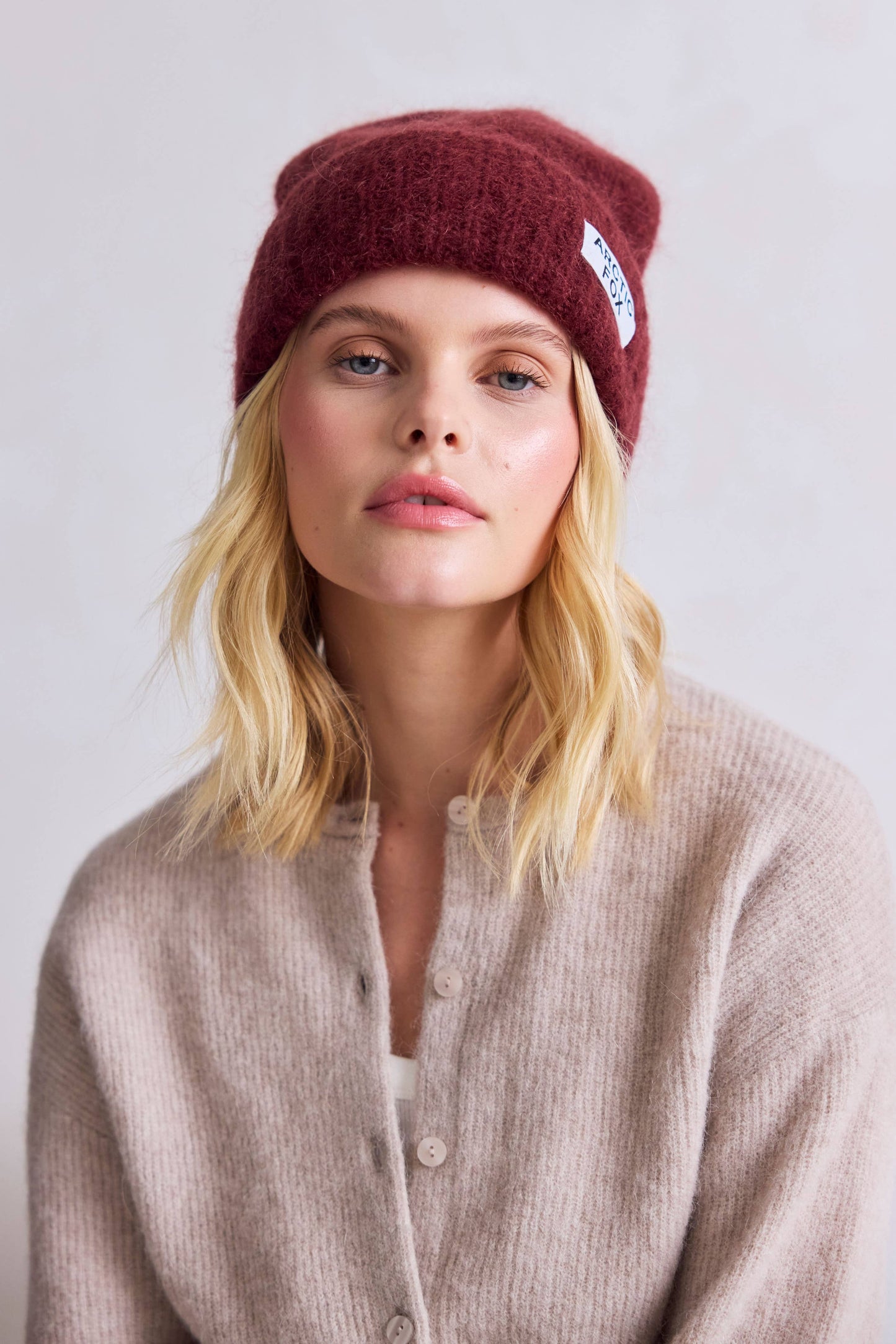ARCTIC FOX The Mohair Beanie - Cherry Burgundy - FW25