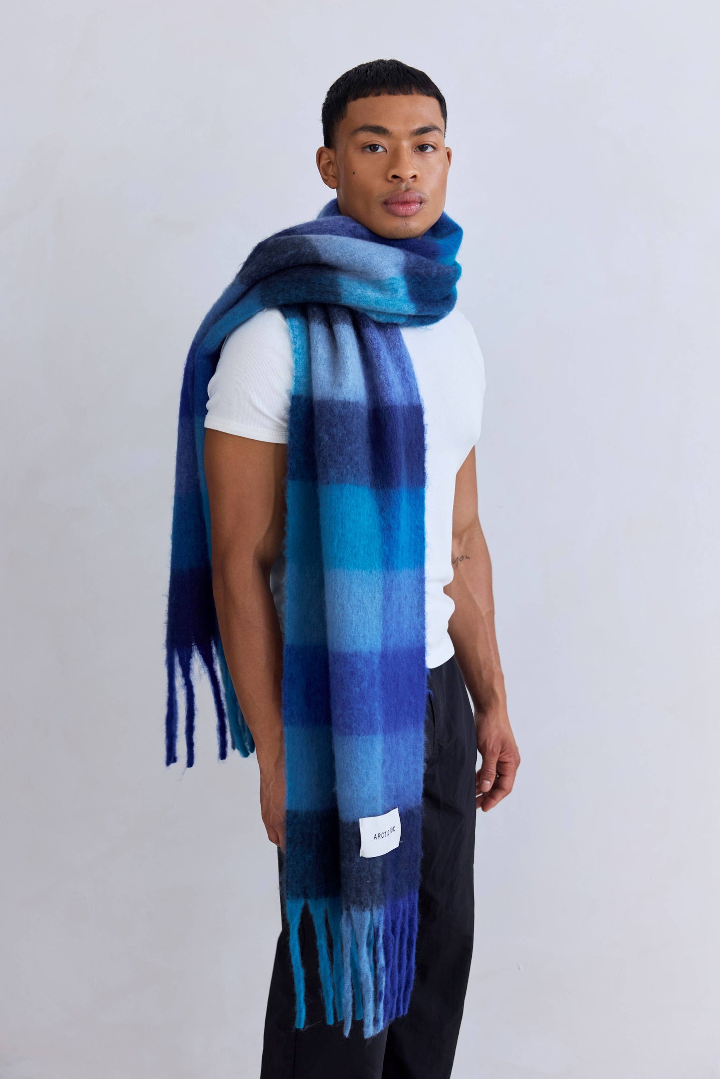ARCTIC FOX The Reykjavik Scarf - 100% Recycled - Blue Check - FW25