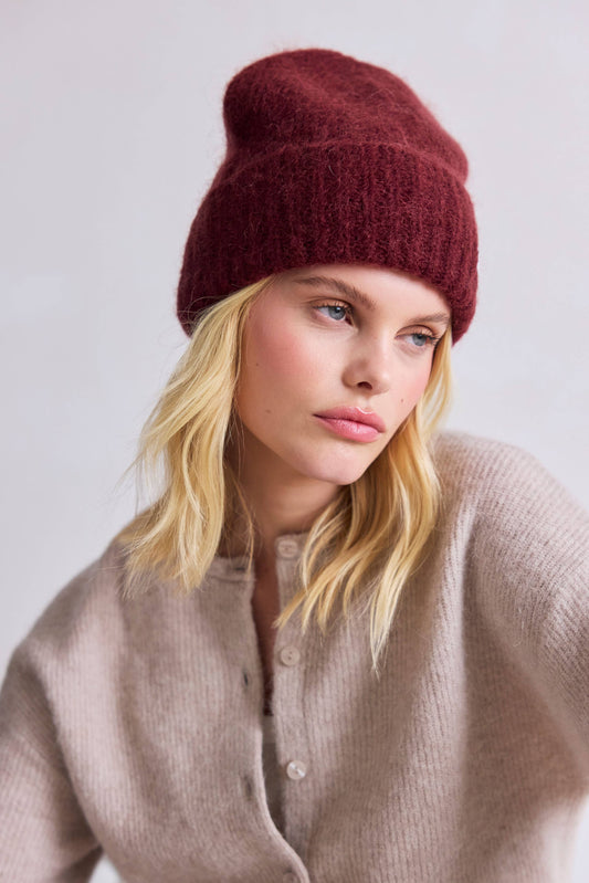 ARCTIC FOX The Mohair Beanie - Cherry Burgundy - FW25