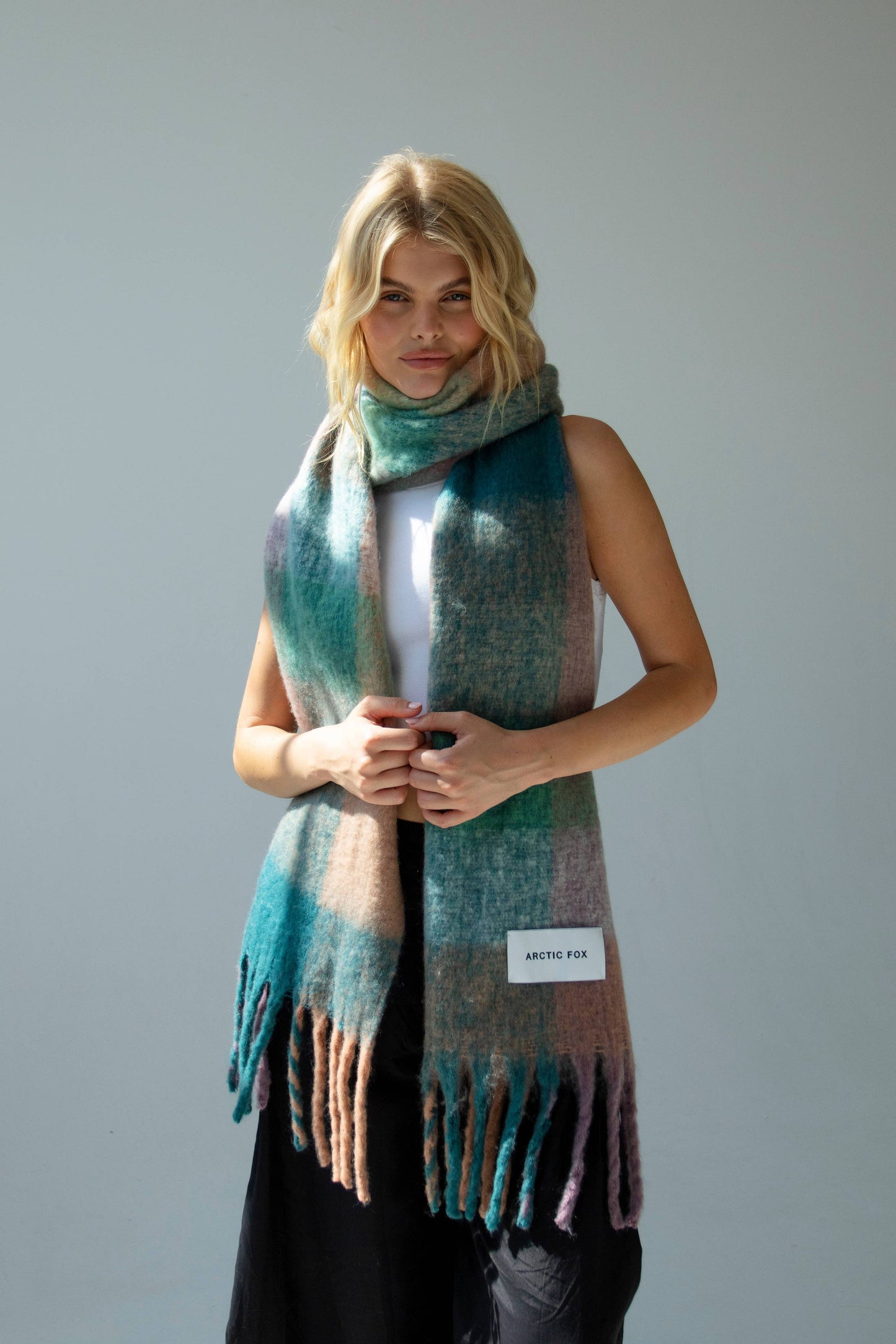 ARCTIC FOX The Reykjavik Scarf - 100% Recycled - Lilac Check - FW25
