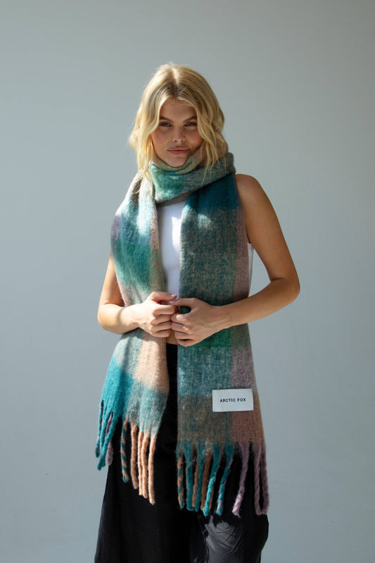 ARCTIC FOX The Reykjavik Scarf - 100% Recycled - Lilac Check - FW25
