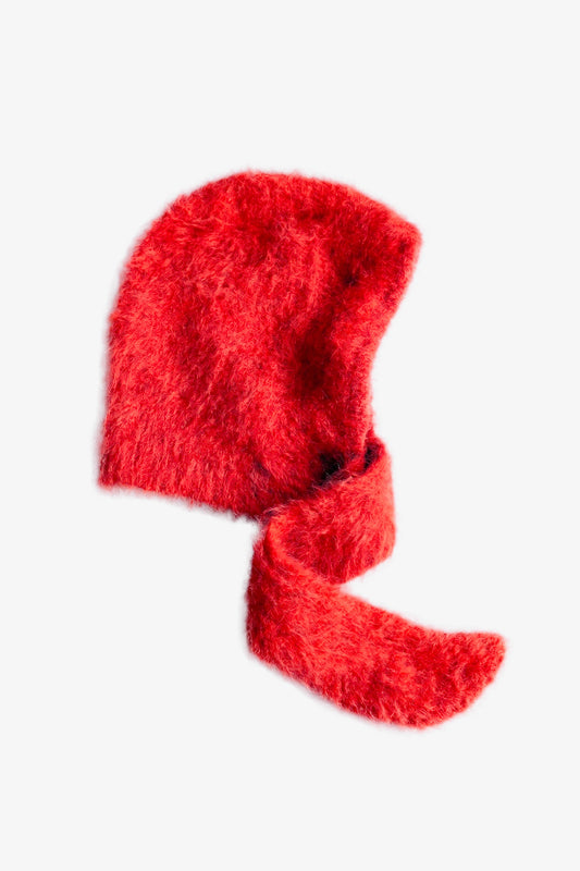 Arctic Fox Alpaca Wool Bonnet in Flame Red