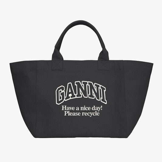 GANNI Shopper XXL Contrasted Logo Tote Bag