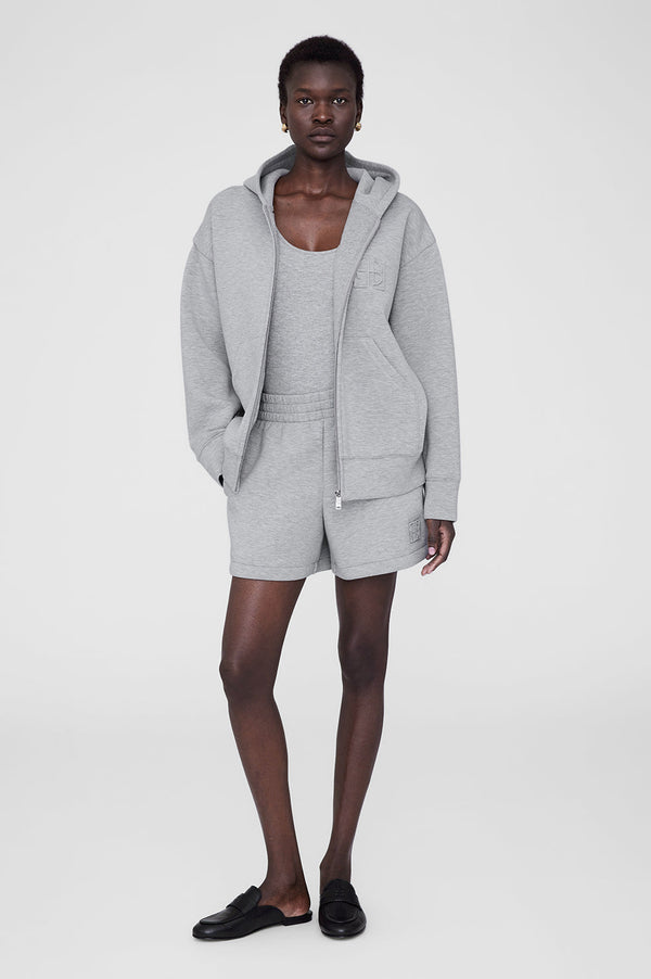 ANINE BING Bond Zip Up Hoodie Framed Monogram | Heather Grey
