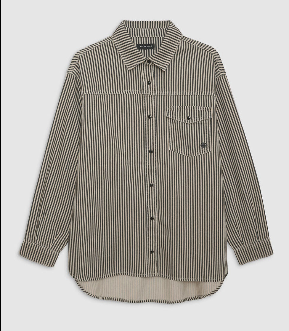 ANINE BING Sloan Shirt | Railroad Stripe
