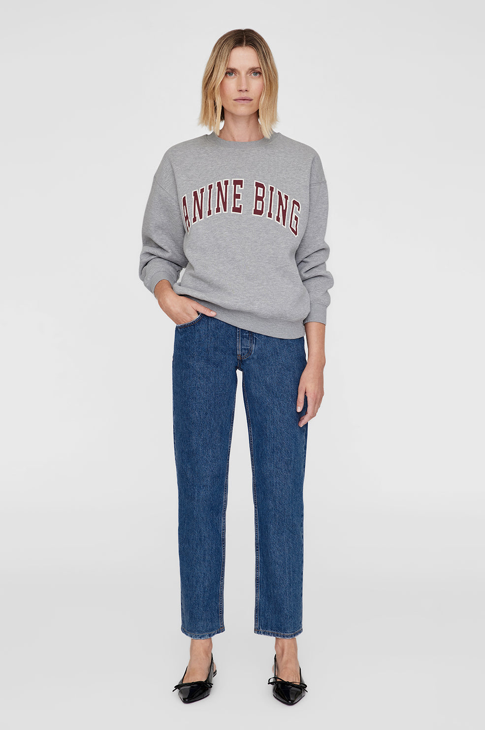 ANINE BING Spencer Sweatshirt | Medium Heather Grey