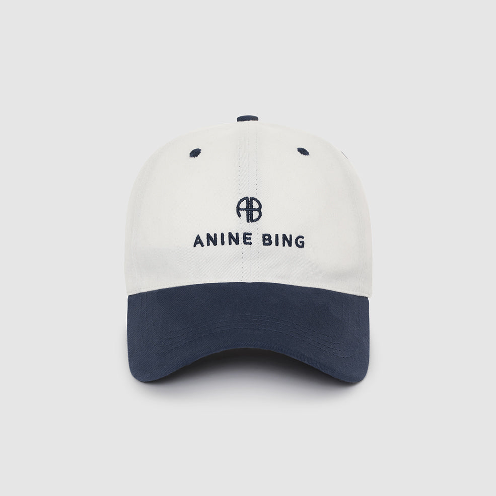 ANINE BING Jeremy Baseball Cap | Ivory & Navy