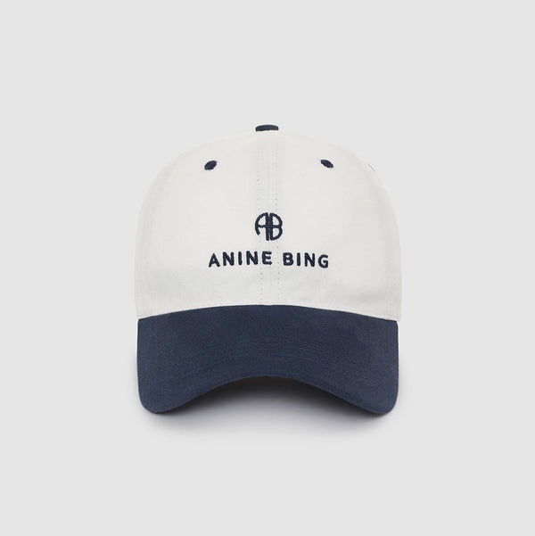 ANINE BING Jeremy Baseball Cap | Ivory & Navy