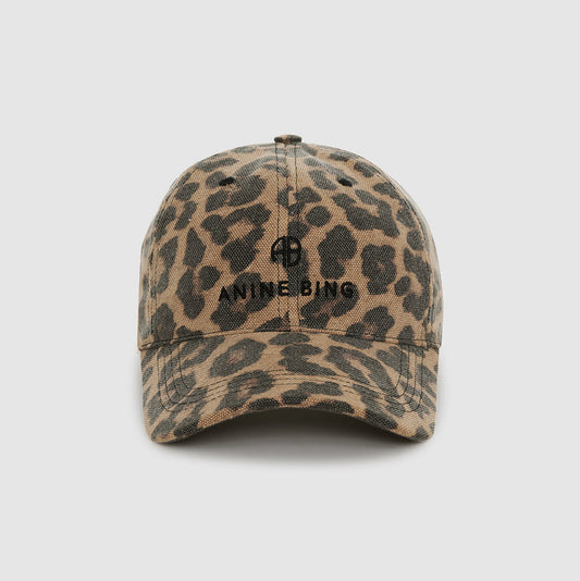 ANINE BING Jeremy Baseball Cap | Black And Brown Leopard