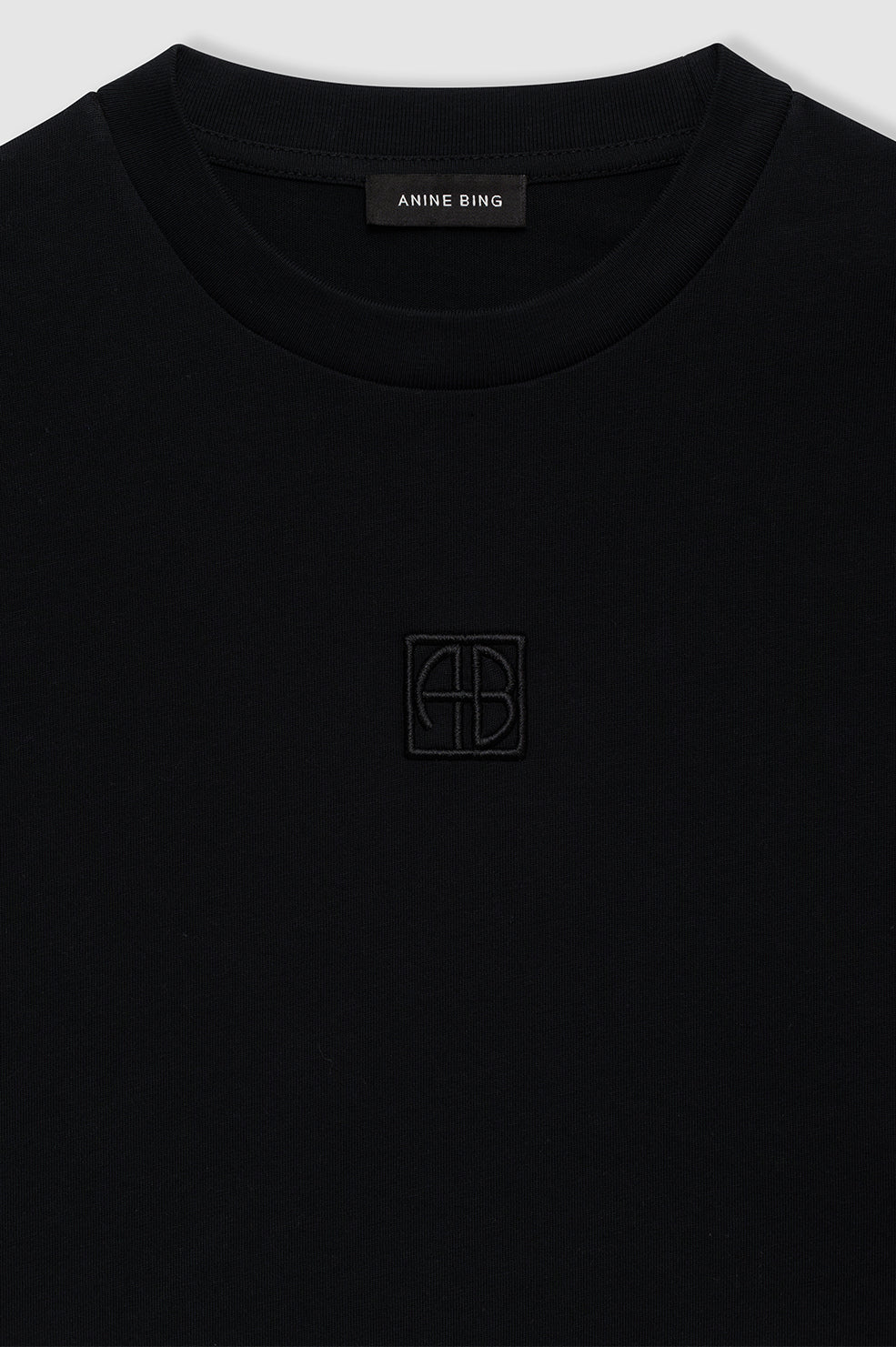 ANINE BING Myers Cropped Tee Framed Monogram | Black