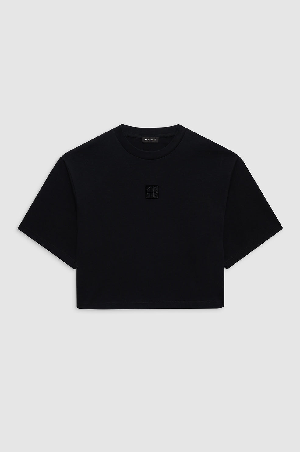 ANINE BING Myers Cropped Tee Framed Monogram | Black
