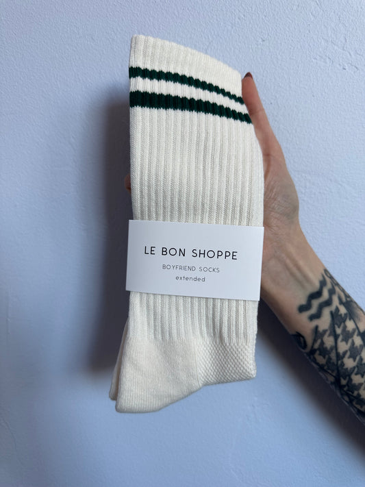 LE BON SHOP Extended Boyfriend Socks | Parchment