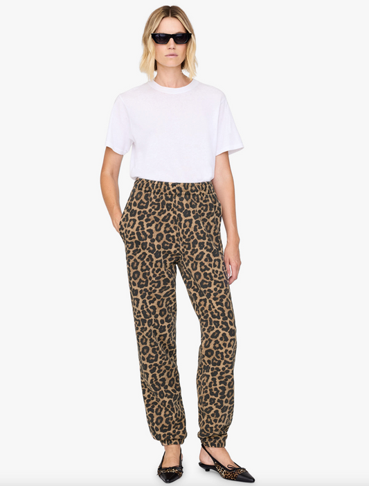 ANINE BING Karter Jogger Framed Monogram - Black And Brown Leopard