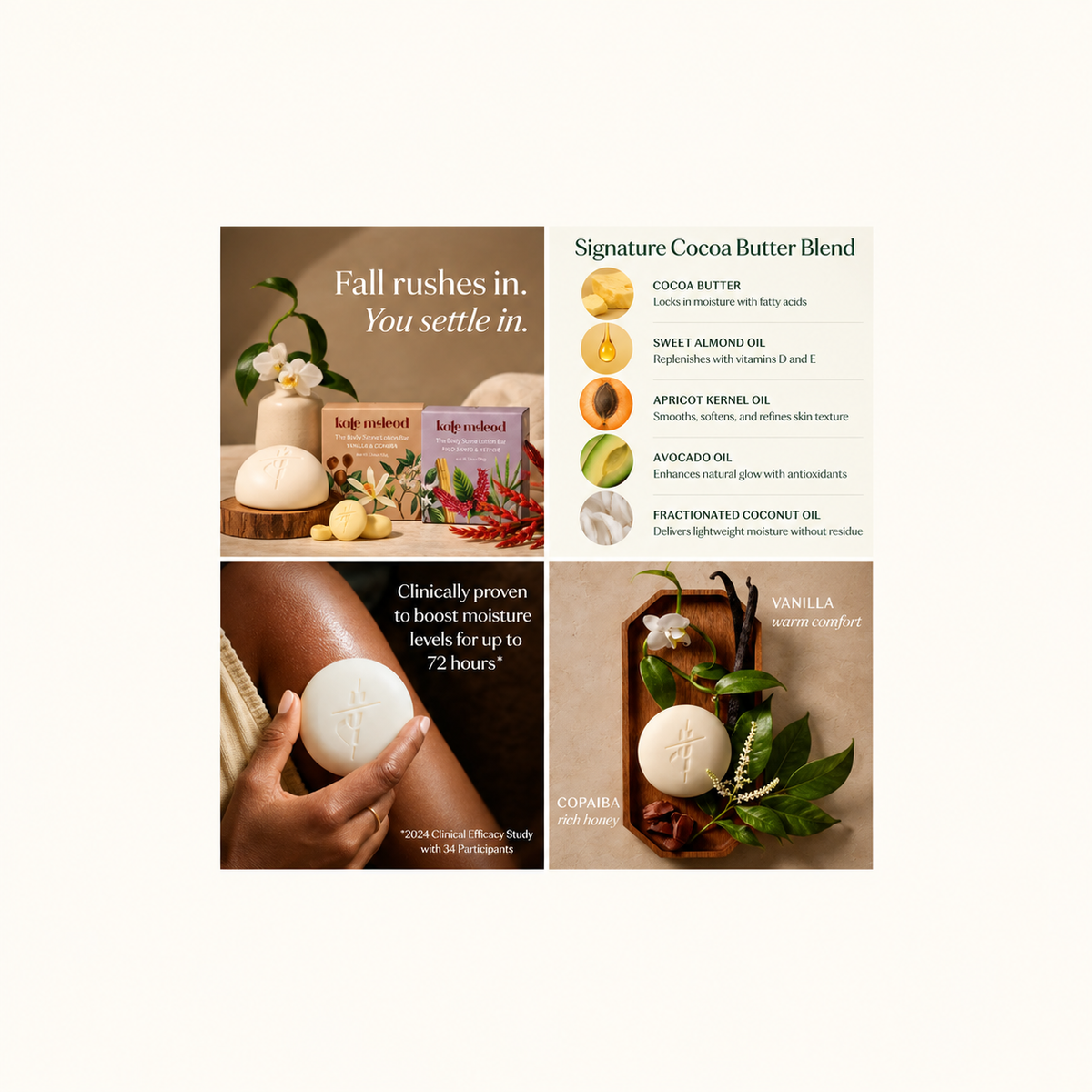KATE MCLEOD Vanilla & Copaiba | Deep Moisturizing Lotion Bar