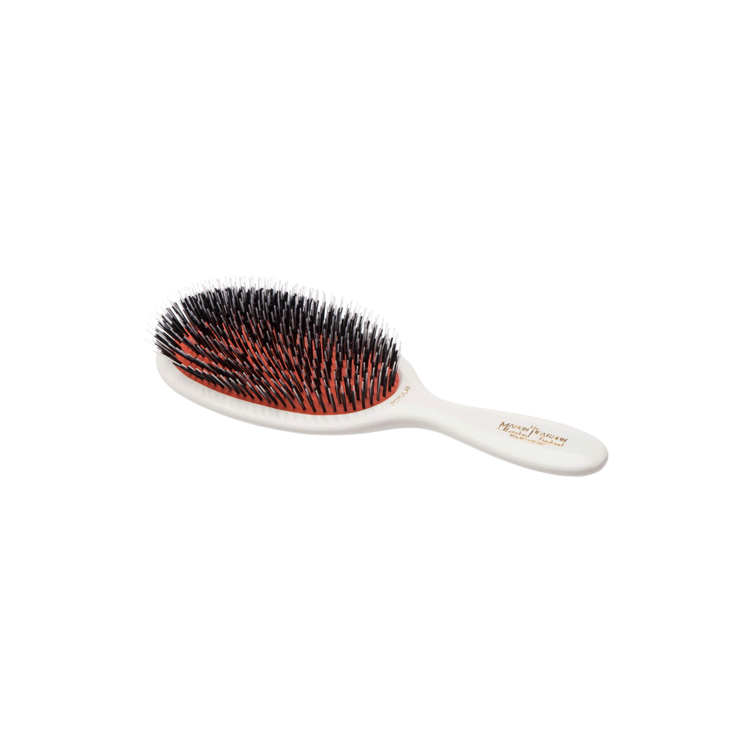 Mason Pearson BN1 Popular Brush in White — boar bristle nylon hairbrush for all hair types