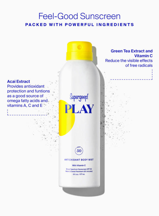 Supergoop PLAY Antioxidant Body Mist SPF 50 with Vitamin C