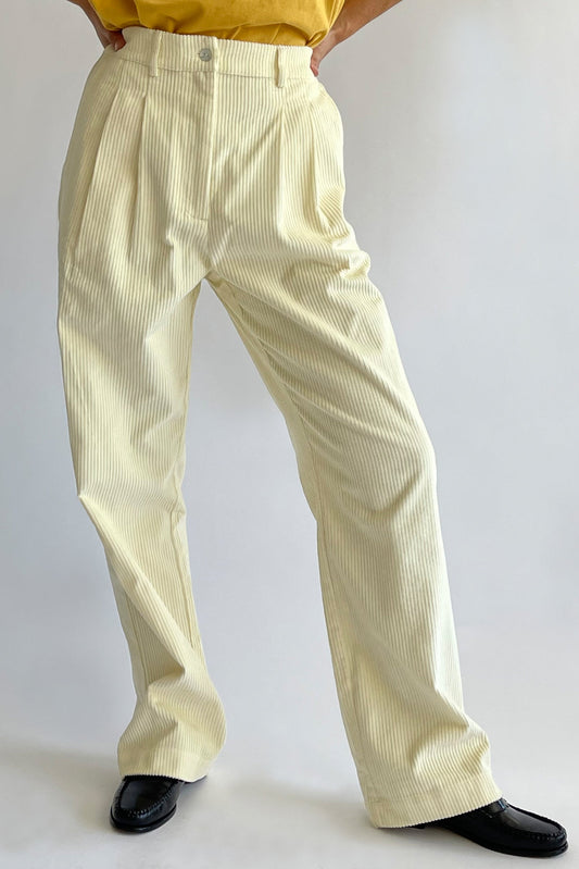 DONNI Cord Pleated Trouser | Creme