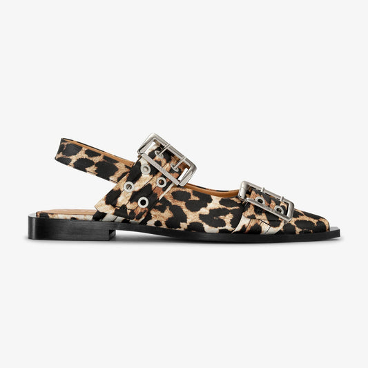 GANNI Buckle Ballerina Shoes | Leopard