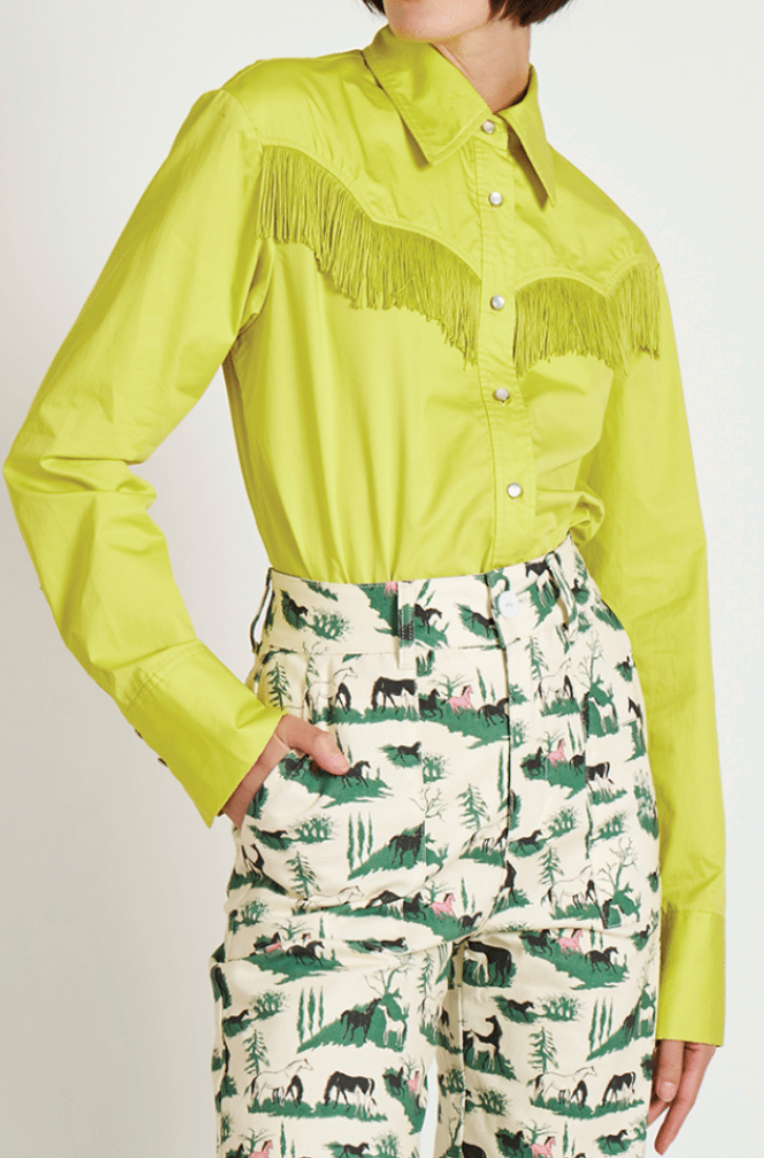 Rachel Antonoff Loretta Western Shirt | Chartreuse