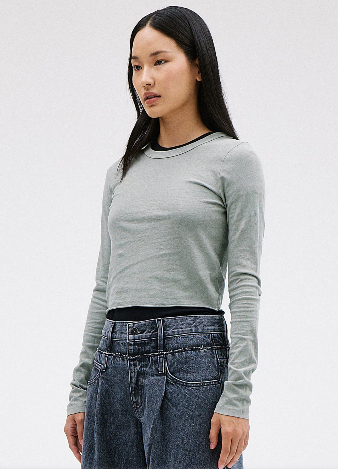 SLVRLAKE Baby Long Sleeve Crop Tee | Forest Green