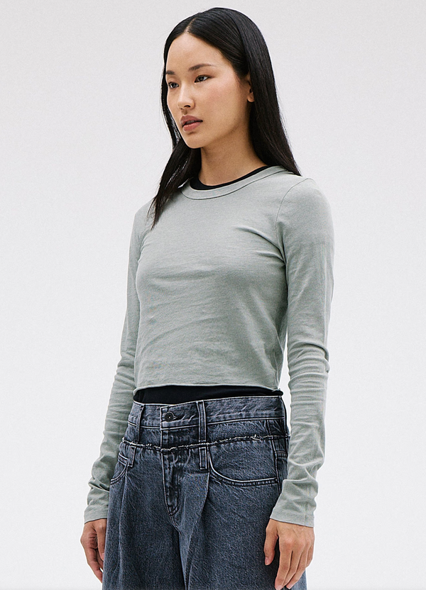 SLVRLAKE Baby Long Sleeve Crop Tee | Forest Green