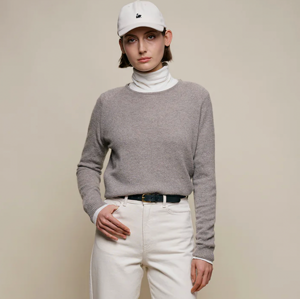 MERZ B SCHWANEN Lightweight Merino Wool-Cashmere-Silk Raglan Sweater | Faded Grain