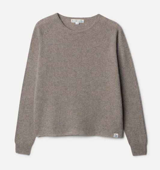 MERZ B SCHWANEN Lightweight Merino Wool-Cashmere-Silk Raglan Sweater | Faded Grain