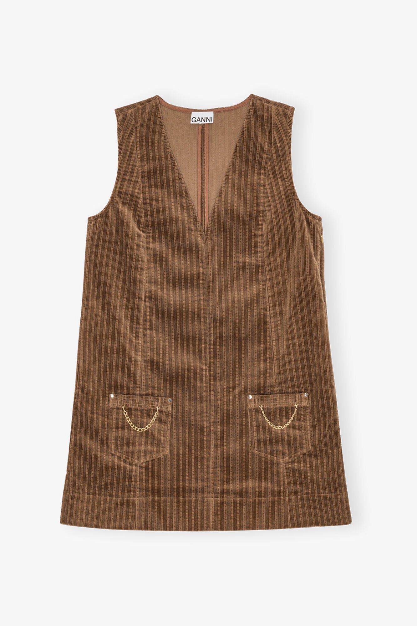 ganni brown dress GANNI Brown Herringbone Minidress GANNI