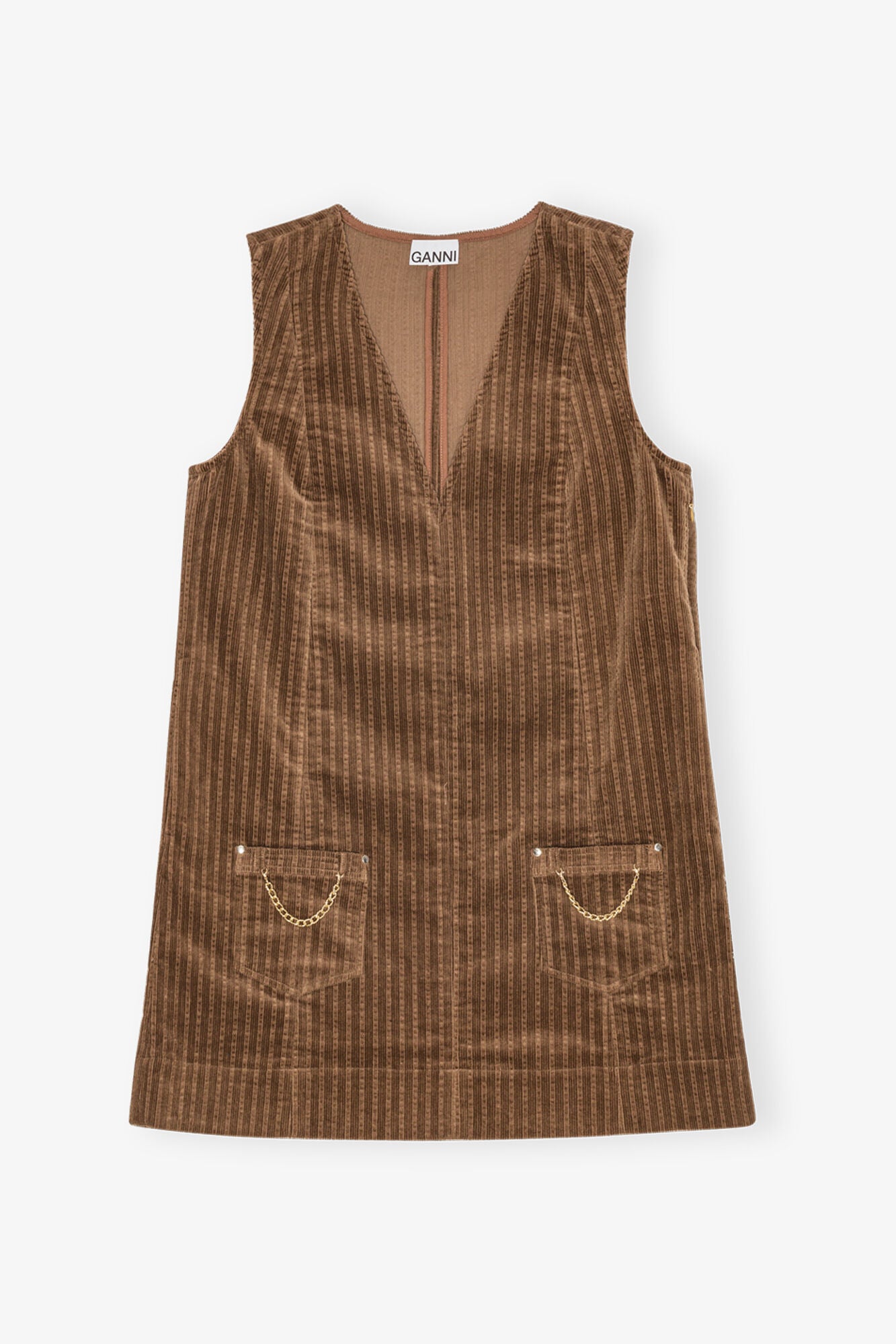 GANNI Stretch Corduroy Mini Dress | Brown