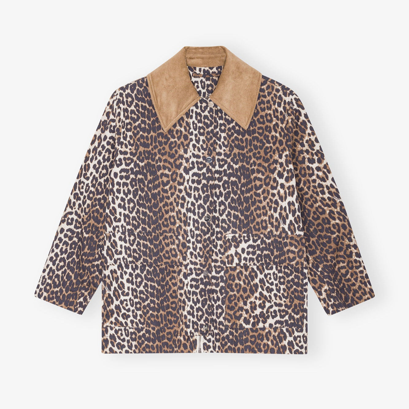 GANNI Printed Canvas Midi Jacket | Leopard