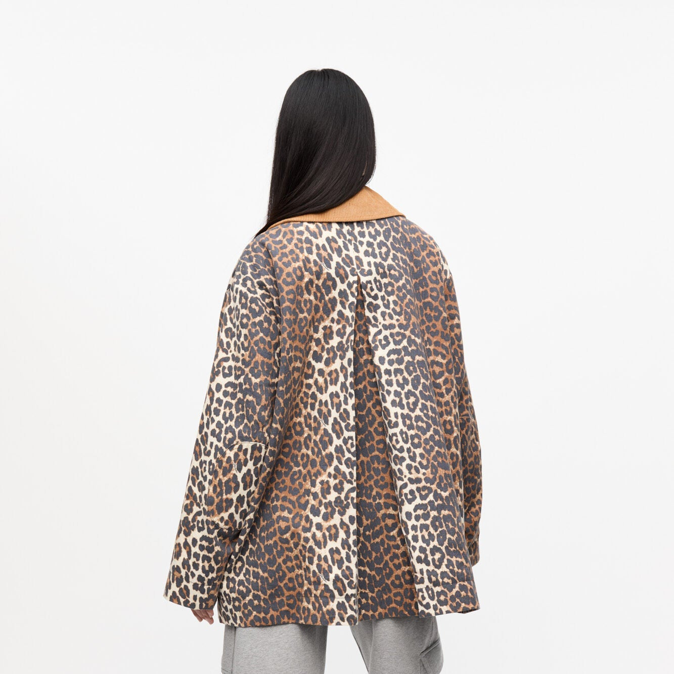 GANNI Printed Canvas Midi Jacket | Leopard