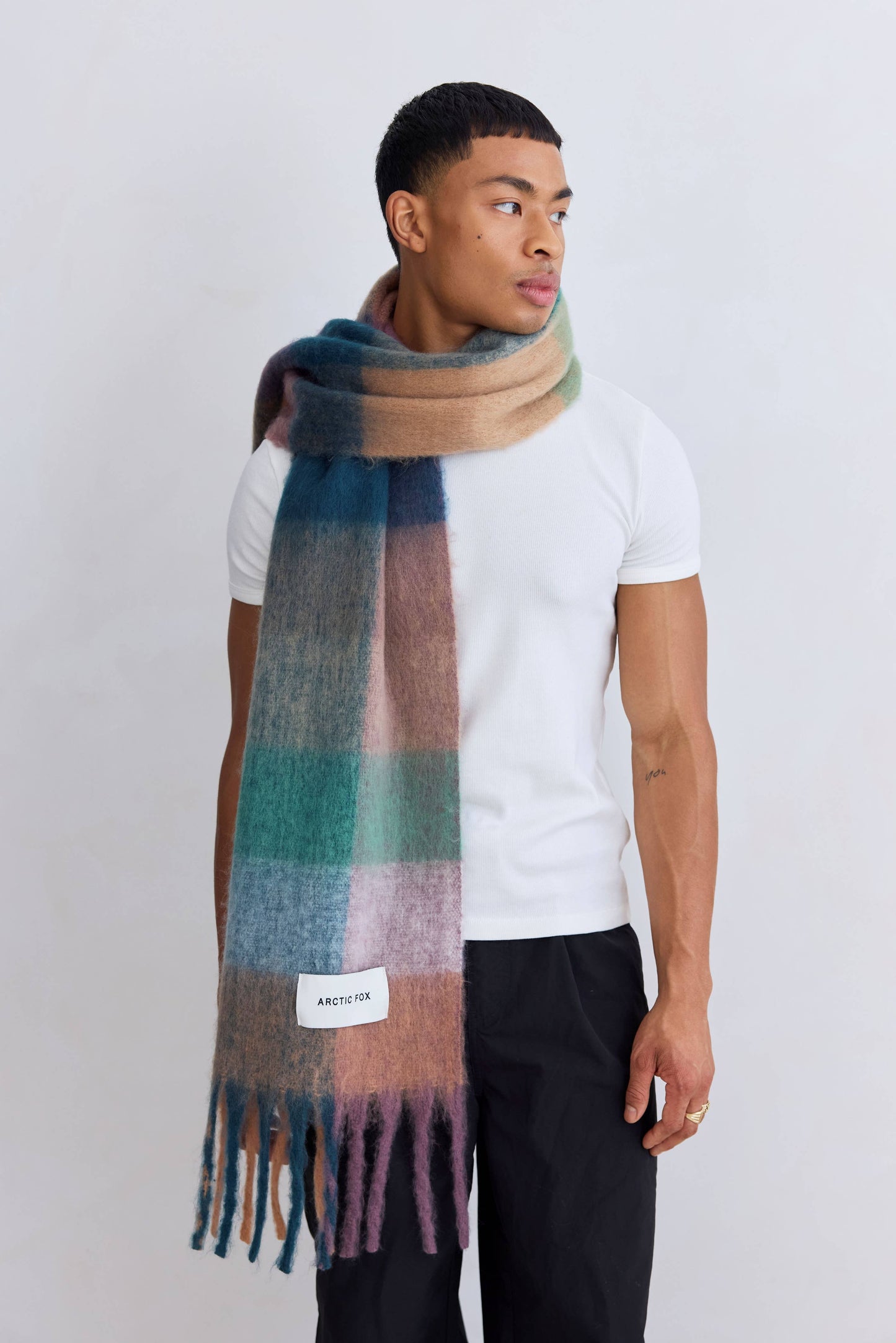 ARCTIC FOX The Reykjavik Scarf - 100% Recycled - Lilac Check - FW25