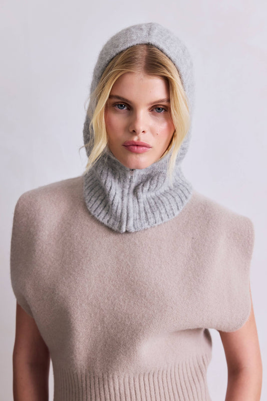 ARCTIC FOX The Alpaca Balaclava with Zip - Blizzard Grey - FW25