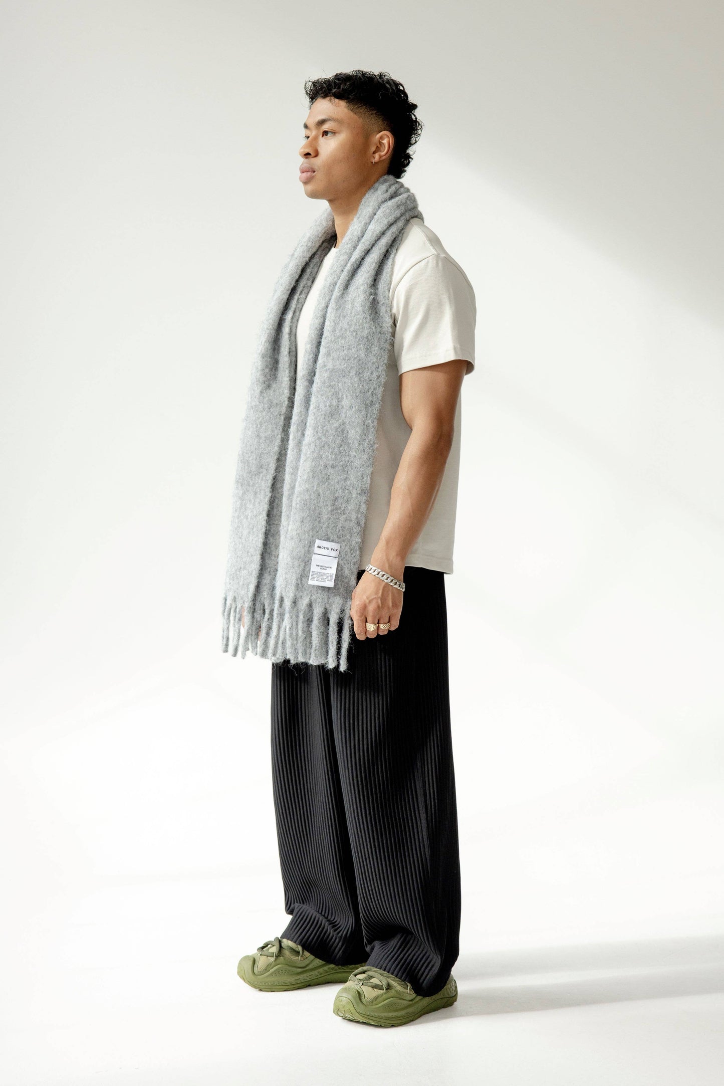 ARCTIC FOX The Reykjavik Scarf with RWS Wool - Grey - FW25