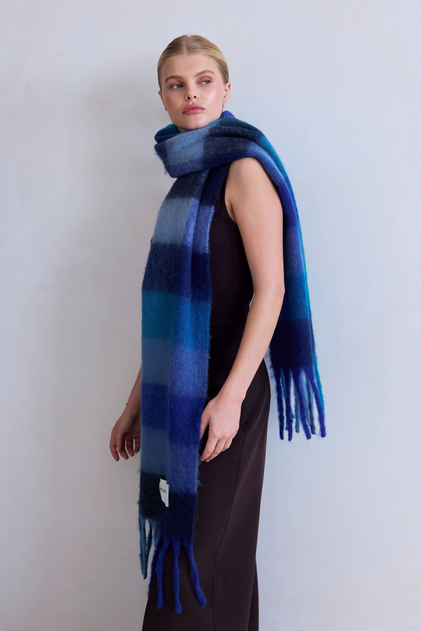 ARCTIC FOX The Reykjavik Scarf - 100% Recycled - Blue Check - FW25